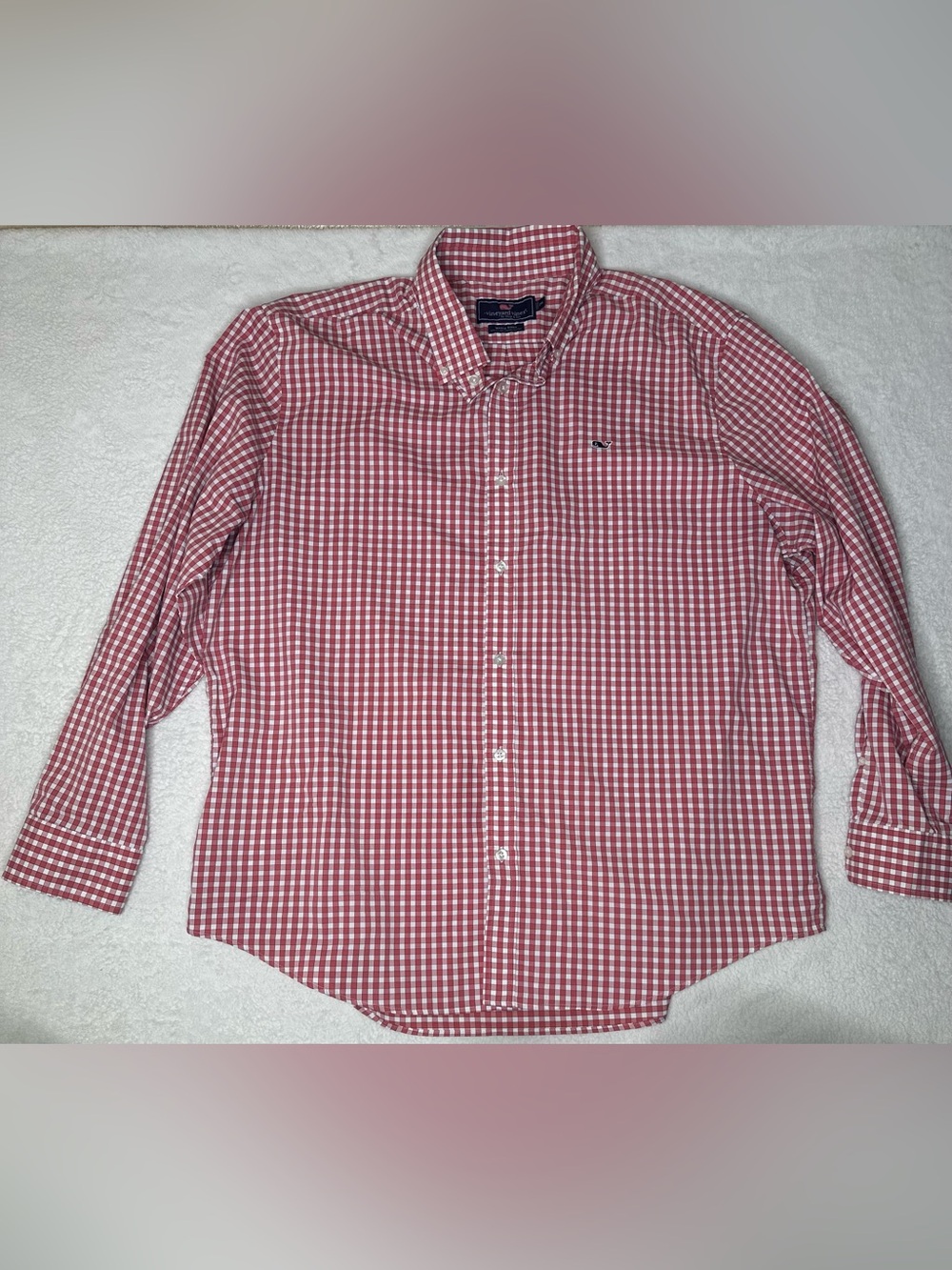 Vineyard Vines Red and White Gingham Button-Down Shirt